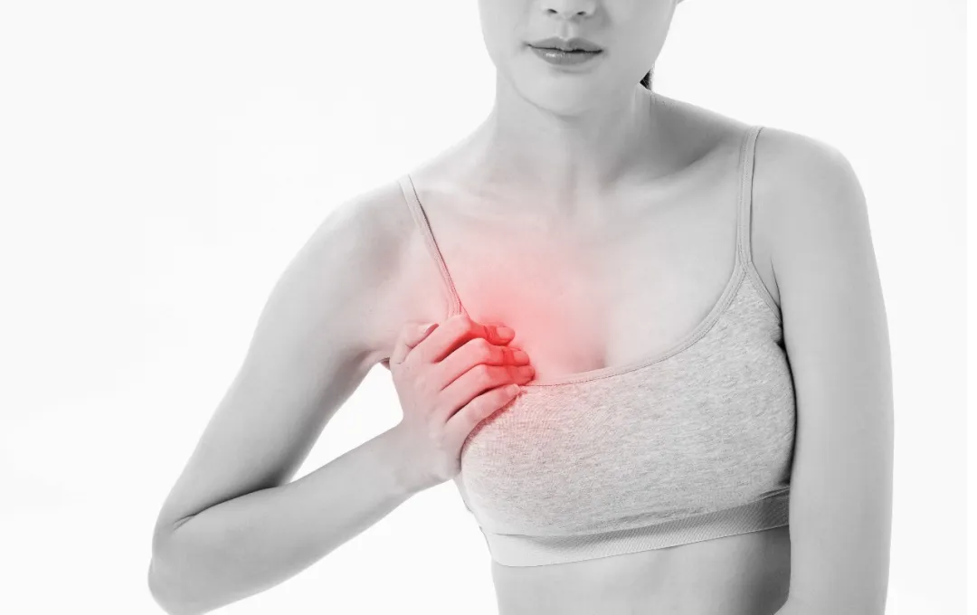 Illustration of breast discomfort, emphasizing the importance of timely evaluation