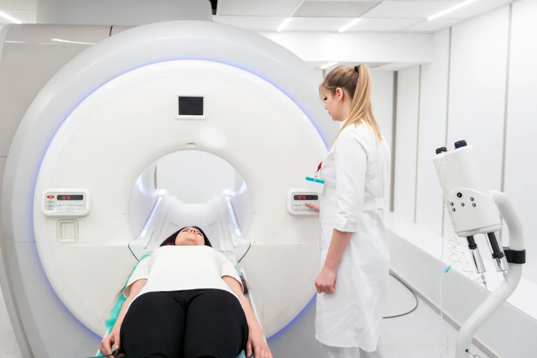 Patient undergoing diagnostic CT scan